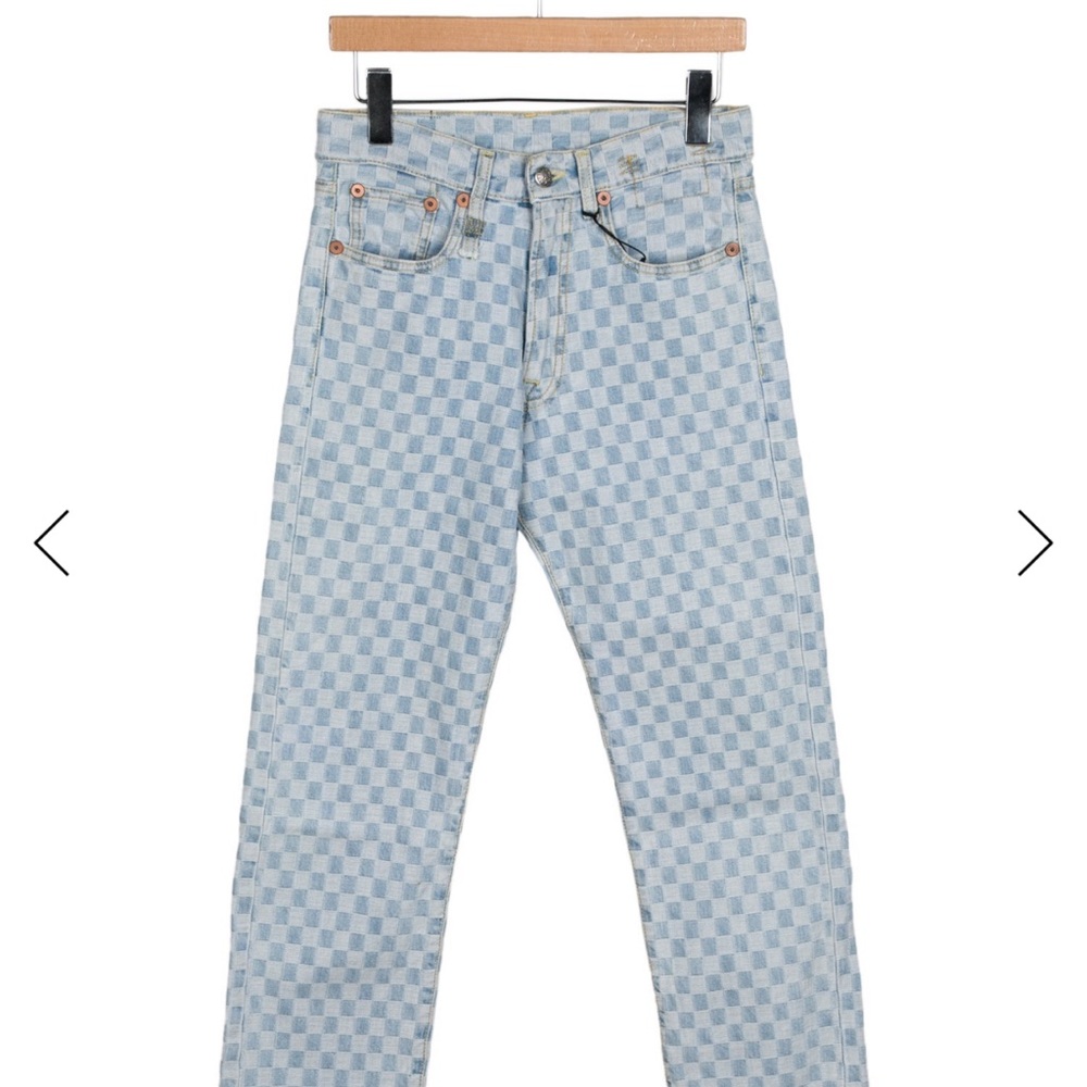 R13 Blue Checkered Boyfriend Jeans